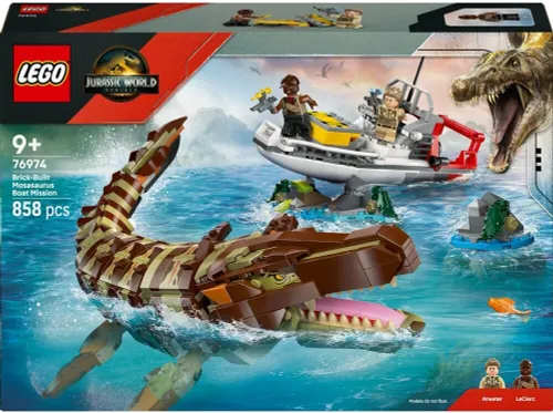 LEGO 76974 Jurassic World Misja na łodzi i model mozazaura