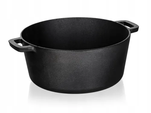 Garnek tradycyjny Żeliwny czarny do gotowania bigos obiad mięso 4,8L + 1,8L