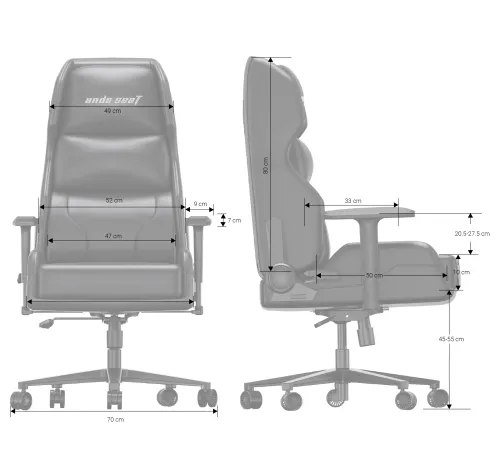 Fotel Anda Seat X1 Gaming Sofa Elegant Black Gamingowy do 120kg Skóra Eco Czarny