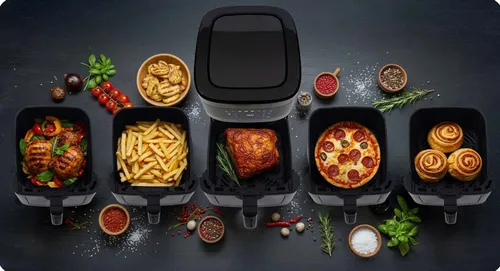 Air Fryer Frytkownica beztłuszczowa BERDSEN BD-656 9.1l 7 gotowych programów Srebrny