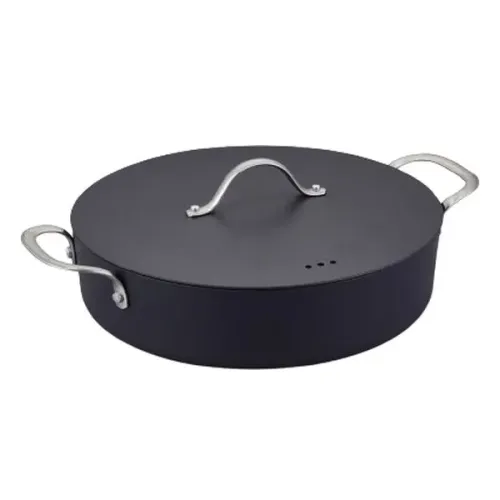 BRABANTIA Zenn 28 cm czarna - głęboka patelnia nieprzywierająca z dwoma uchwytami i pokrywką