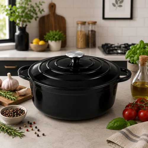 Garnek żeliwny emaliowany 28cm 5.9L ciężki indukcja Czarny KRISBERG
