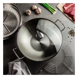 FISSLER Nanjing 36 cm - patelnia / wok ze stali nierdzewnej z pokrywką