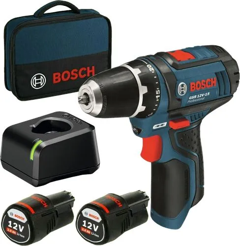 Bosch GSR 12V-15 12V Akülü Matkap 2 x Akü 2 Ah (060186810F)