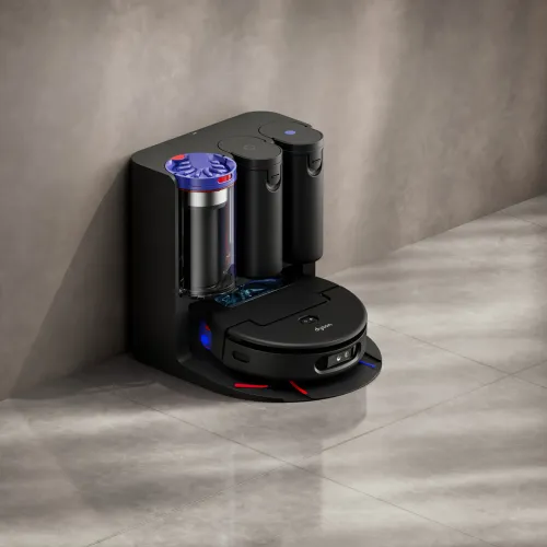 Robot sprzątający Dyson Spot+Scrub Ai Funkcja mopowania Stacja oczyszczająca Tworzenie mapy pomieszczenia 76dB Funkcje AI Czarny