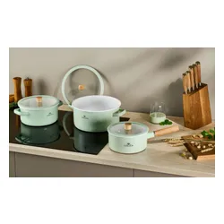 Zestaw garnków GERLACH Natur Enamel Pastelowa zieleń (6 elementów)