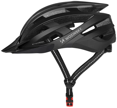 Kask rowerowy WOZINSKY HT-28VC Czarny MTB z lampką (rozmiar M)