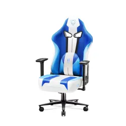 Fotel Diablo Chairs X-Player 2.0 Normal Size Gamingowy do 150kg Skóra ECO Tkanina Biało-niebieski