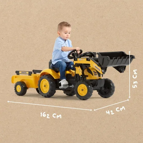 Falk Traktor Na Pedały Koparka Komatsu Z Przyczepą I Łyżką 2-5 Lat