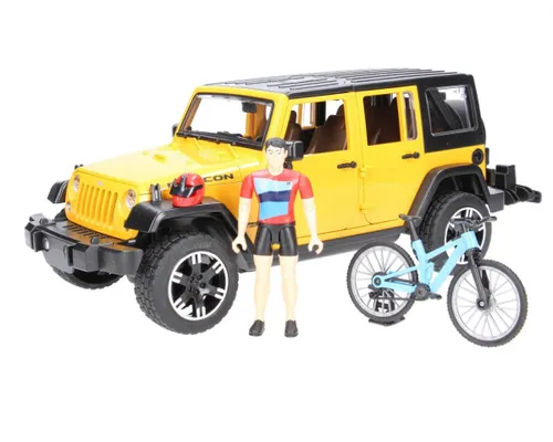 Машинка Bruder Jeep Wrangler Unlimited Rubicon z rowerem górskim i figurką kolarza (02543)