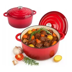 Garnek żeliwny emaliowany 28cm 5.9L ciężki indukcja Czerwony KRISBERG