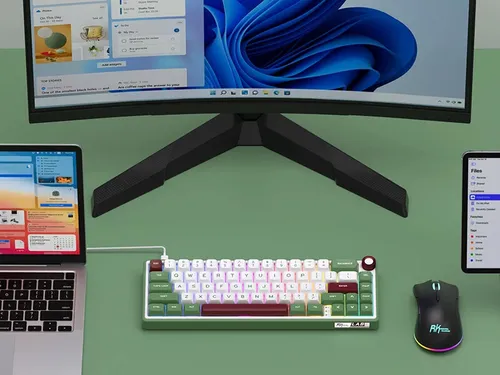 Klawiatura ROYAL KLUDGE R65 RGB Chartreuse Switch Zielono-biało-czerwony