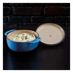 LOGDE Pot 4,2 l niebieski - garnek żeliwny z pokrywką