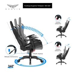 Fotel GAMVIS Expert Czarny (białe elementy)