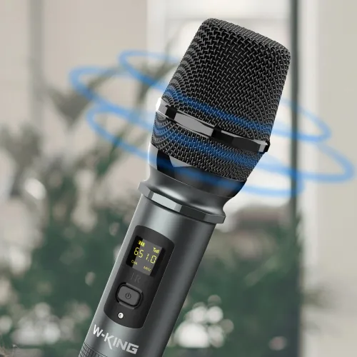 Głośnik mobilny W-KING K6L + 2 mikrofony Brązowy