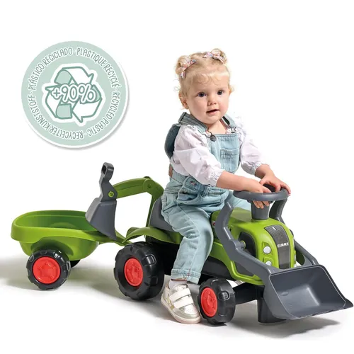 Falk Traktorek Jeździk Baby Claas z Koparką Łyżką i Przyczepą