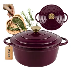 Garnek żeliwny HAGE DQ26 5L Bakłażanowy