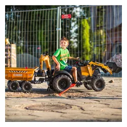 Falk Traktor Case IH Backhoe Pomarańczowy z Przyczepką Ruchoma Łyżka od 3-7 Lat