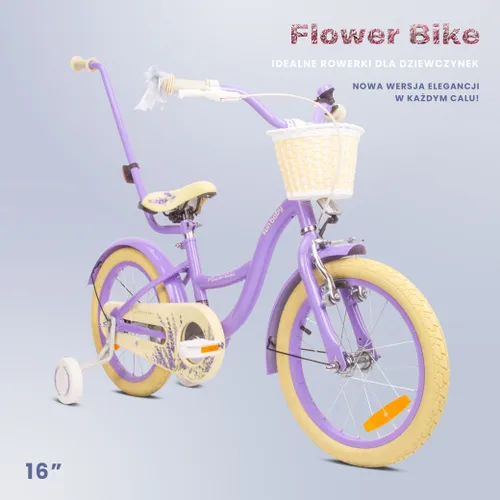 Rower dziecięcy SUN BABY Flower Bike 16 cali dla dziewczynki Lawendowy