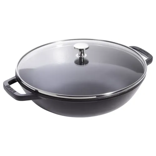 STAUB Cast 30 cm - patelnia / wok żeliwny z pokrywką