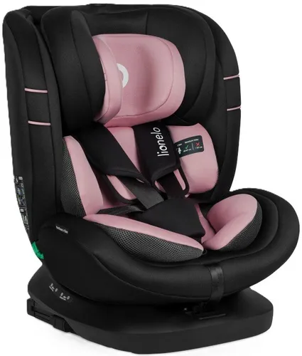Fotelik samochodowy LIONELO Bastiaan i-Size 40-150 cm (0-36 kg) Czarno-różowy