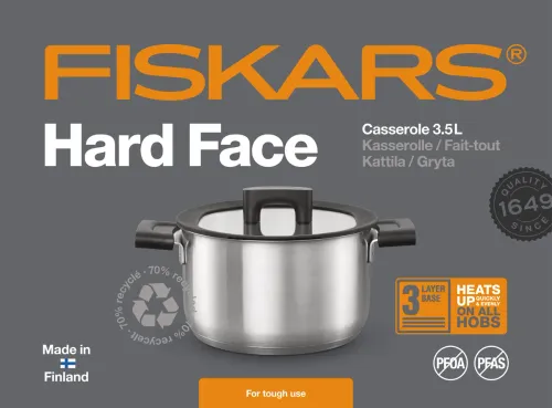 FISKARS Hard Face 3,5 l - garnek ze stali nierdzewnej z pokrywką