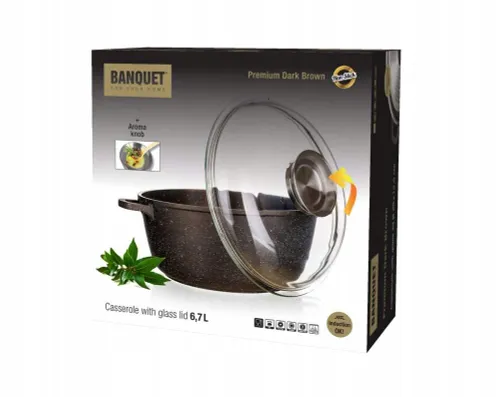 Garnek granite brown brązowy 6,7L z Pokrywą i dozownikiem