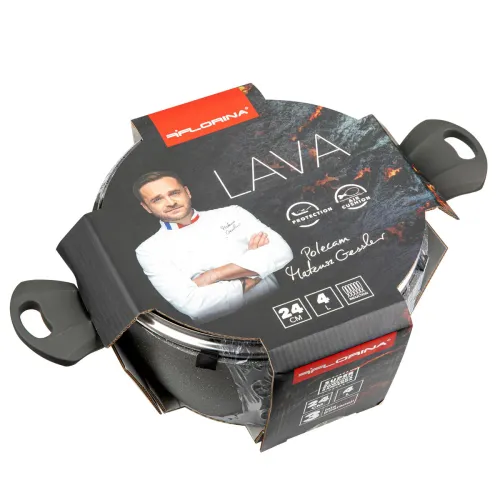 Garnek aluminiowy z pokrywką FLORINA LAVA GRAFITOWY 4,5 l