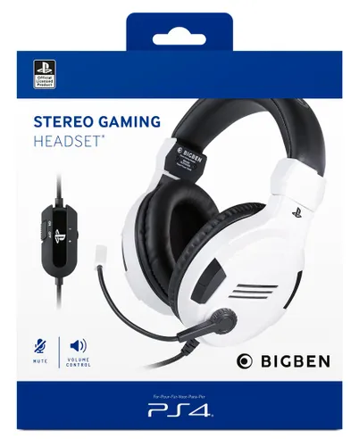 Słuchawki przewodowe z mikrofonem BigBen PS4 Gaming Headset V3 Nauszne Biały