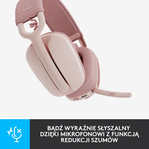 Słuchawki bezprzewodowe z mikrofonem Logitech Zone Vibe 100 Nauszne Różowy