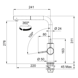 Bateria Franke Urban 2.0 L pull-out Onyx Mosiądz