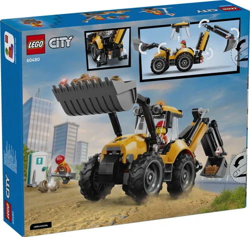 LEGO City 60480 Żółta koparko-ładowarka, zestaw klocków 7+