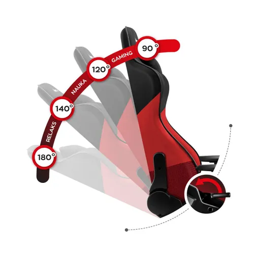 Fotel Huzaro Force 6.2 Mesh Gamingowy do 130kg Skóra ECO Tkanina Czerwony