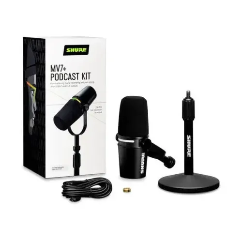 Mikrofon Shure MV7+ K Podcast Kit Przewodowy Dynamiczny Czarny