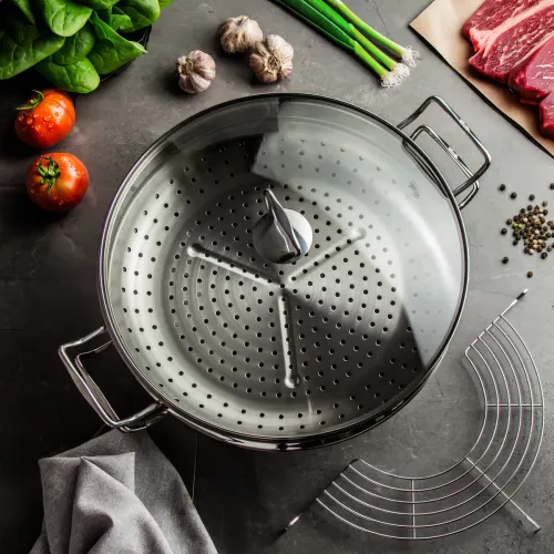 FISSLER Nanjing 36 cm - patelnia / wok ze stali nierdzewnej z pokrywką