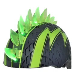 Kask rowerowy RASKULLZ Bolt LED Zielono-czarny dla Dzieci (rozmiar S)