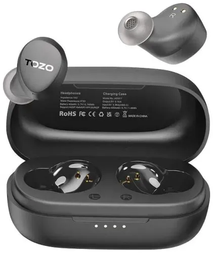 Słuchawki bezprzewodowe Tozo Agile Dots Dokanałowe Bluetooth 5.3 Czarny