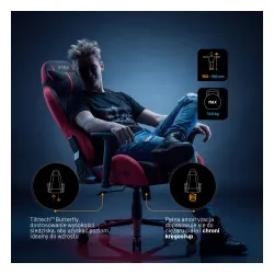 Fotel Diablo Chairs X-One 2.0 Normal Bloody Mery Gamingowy do 140kg Tkanina Czarno-Czerwony