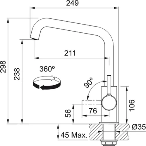Bateria FRANKE Lina 115.0728.474 Czarny mat