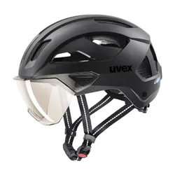 Kask rowerowy UVEX Stride Visor black matt/litemirror silver