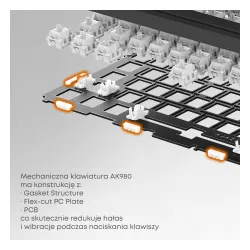 Klawiatura mechaniczna Ajazz AK980 V2 Gift Switch V2 Biało-Fioletowy