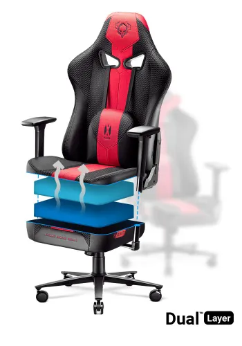 Fotel Diablo Chairs X-Player 2.0 Normal Size Gamingowy do 160kg Skóra ECO Tkanina Karmazynowo-antracytowy