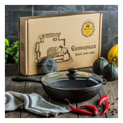 Patelnia żeliwna z pokrywką MAYSTERNYA IRON 28 cm