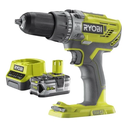 Wiertarko-wkrętarka RYOBI R18PD3-0 + Akumulator RYOBI RC18120-150 5Ah 18V + Ładowarka