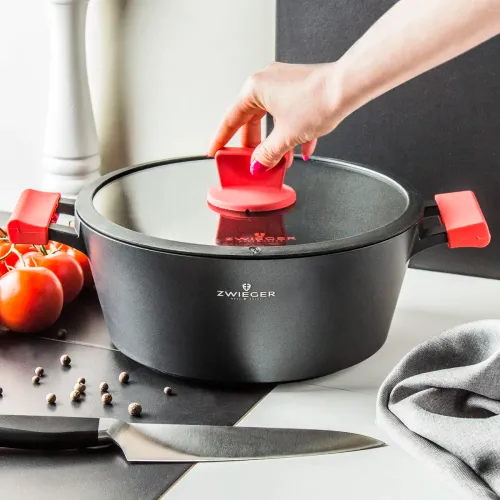 ZWIEGER Obsidian 5,5 l czarny - garnek aluminiowy z pokrywką