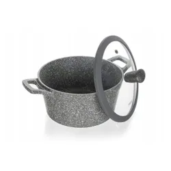 Garnek granite szary 24 cm do gotowania POKRYWKA 4,3 L jedzenia obiadu