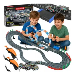 Elektryczny tor samochodowy 600 cm z pętlami LED 2 auta i 2 piloty 2w1 1:43