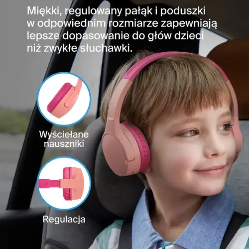 Słuchawki bezprzewodowe Belkin Soundform Mini dla dzieci Nauszne Bluetooth 5.3 Różowy