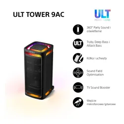 Power Audio Sony ULT Tower 9AC SRS-ULT900AC Bluetooth Mikrofon Karaoke Czarny