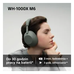 Słuchawki bezprzewodowe Sony WH-1000XM6 ANC Nauszne Bluetooth 5.3 Oliwkowy